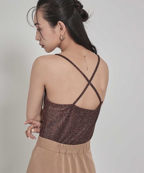 miette(ミエット)の「カップ付きラメバッククロスキャミソール(キャミソール・レディース・ブラウン/シルバー/ブラック・FREE)」の1枚目の写真