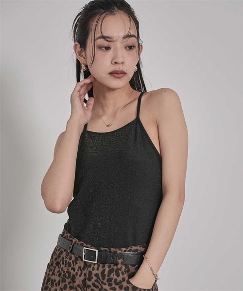 miette(ミエット)の「カップ付きラメバッククロスキャミソール(キャミソール・レディース・ブラウン/シルバー/ブラック・FREE)」の4枚目の写真