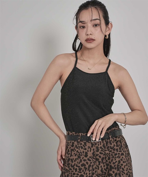 miette(ミエット)の「カップ付きラメバッククロスキャミソール(キャミソール・レディース・ブラウン/シルバー/ブラック・FREE)」の9枚目の写真