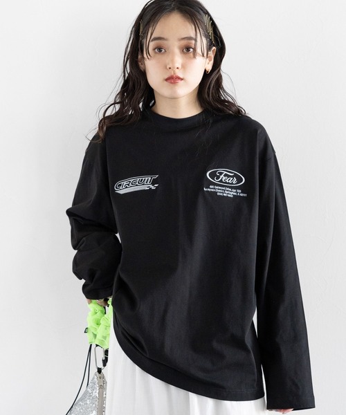 RAGEBLUE（レイジブルー）の「ワッペンモチーフ/刺繍ルーズロングTシャツ（Tシャツ/カットソー・レディース・ブラック/ホワイト/ピンク・FREE）」の14枚目の写真