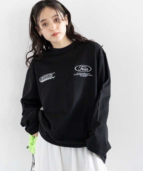 RAGEBLUE（レイジブルー）の「ワッペンモチーフ/刺繍ルーズロングTシャツ（Tシャツ/カットソー・レディース・ブラック/ホワイト/ピンク・FREE）」の15枚目の写真
