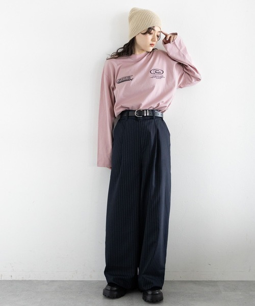 RAGEBLUE（レイジブルー）の「ワッペンモチーフ/刺繍ルーズロングTシャツ（Tシャツ/カットソー・レディース・ブラック/ホワイト/ピンク・FREE）」の16枚目の写真