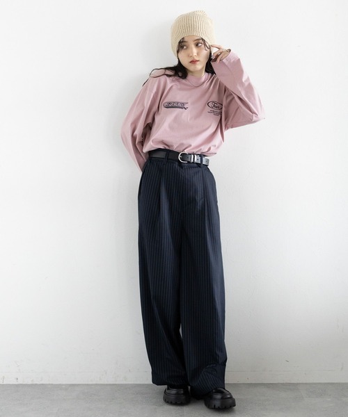 RAGEBLUE（レイジブルー）の「ワッペンモチーフ/刺繍ルーズロングTシャツ（Tシャツ/カットソー・レディース・ブラック/ホワイト/ピンク・FREE）」の17枚目の写真