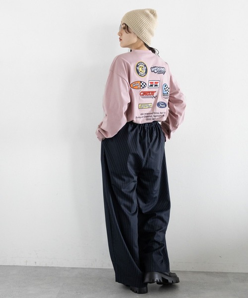 RAGEBLUE（レイジブルー）の「ワッペンモチーフ/刺繍ルーズロングTシャツ（Tシャツ/カットソー・レディース・ブラック/ホワイト/ピンク・FREE）」の18枚目の写真