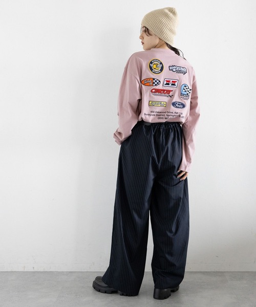 RAGEBLUE（レイジブルー）の「ワッペンモチーフ/刺繍ルーズロングTシャツ（Tシャツ/カットソー・レディース・ブラック/ホワイト/ピンク・FREE）」の19枚目の写真