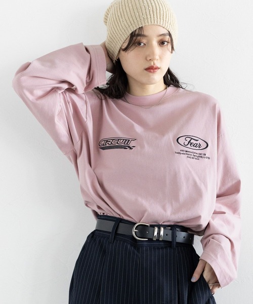 RAGEBLUE（レイジブルー）の「ワッペンモチーフ/刺繍ルーズロングTシャツ（Tシャツ/カットソー・レディース・ブラック/ホワイト/ピンク・FREE）」の21枚目の写真