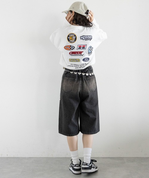 RAGEBLUE（レイジブルー）の「ワッペンモチーフ/刺繍ルーズロングTシャツ（Tシャツ/カットソー・レディース・ブラック/ホワイト/ピンク・FREE）」の6枚目の写真