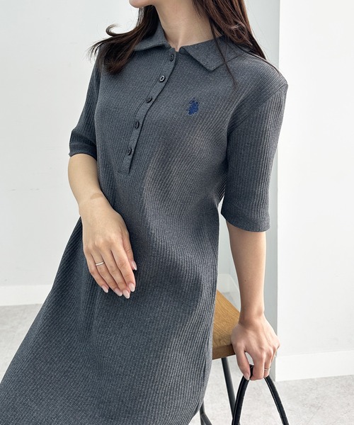 ワンピース Stripe Rib Polo Dress moss S WornOnTV: Sherri's mixed stripe ribbed dress on Sherri