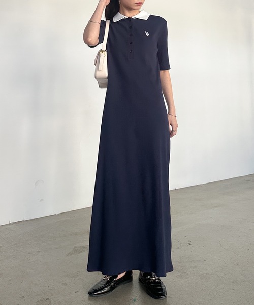 セール】＜U.S.POLOASSN.＞別注ワンポイント刺繍ポロ襟リブ