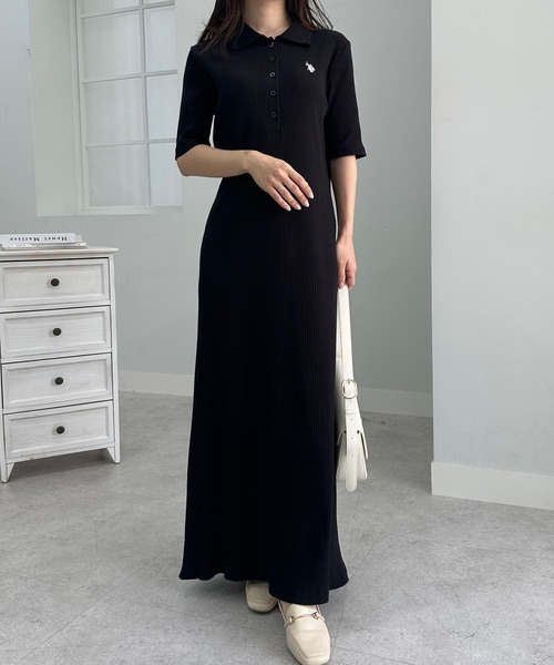 セール】＜U.S.POLOASSN.＞別注ワンポイント刺繍ポロ襟リブ