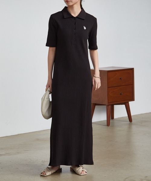 セール】＜U.S.POLOASSN.＞別注ワンポイント刺繍ポロ襟リブ