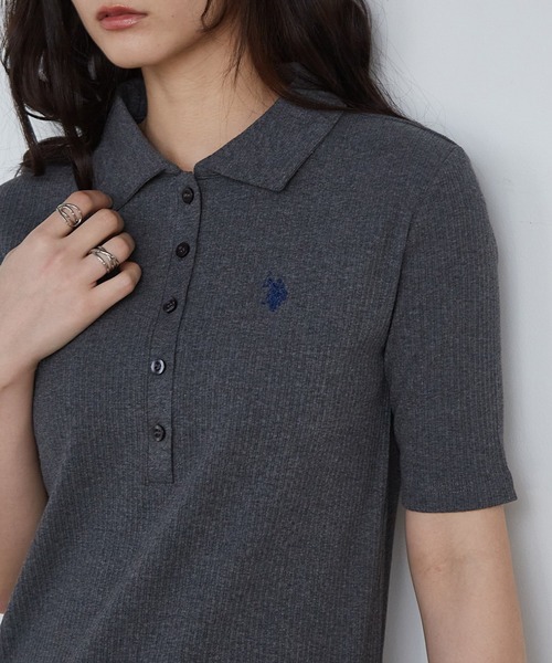 U.S. POLO ASSN.（ユーエスポロアッスン）の「RANAN/solleim別注【U.S.POLO ASSN.】 ワンポイント刺繍ポロ襟リブワンピース（ワンピース・レディース・ブラック/グレー/ネイビー・LL/L/M）」の10枚目の写真