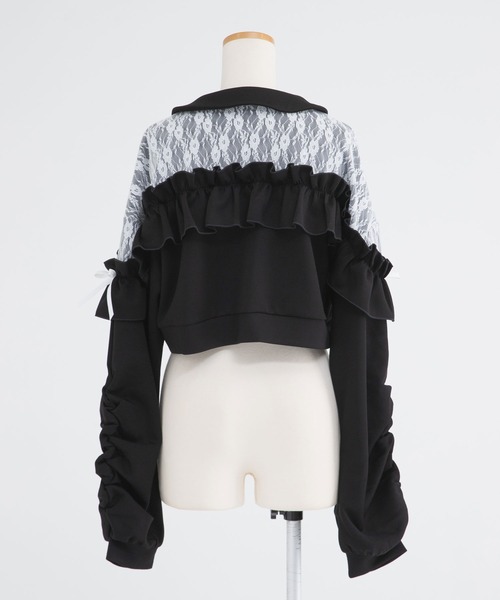 DearmyLove Rose ヨークレースフリルショートブルゾン ベビーピンク ヨークレースフリルショートブルゾン【大きいサイズ有り