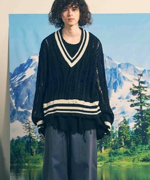 【新品】メゾンスペシャル プライムオーバー和紙ダメージチルデンVネックニット 新品】メゾンスペシャル プライムオーバー和紙ダメージチルデンV