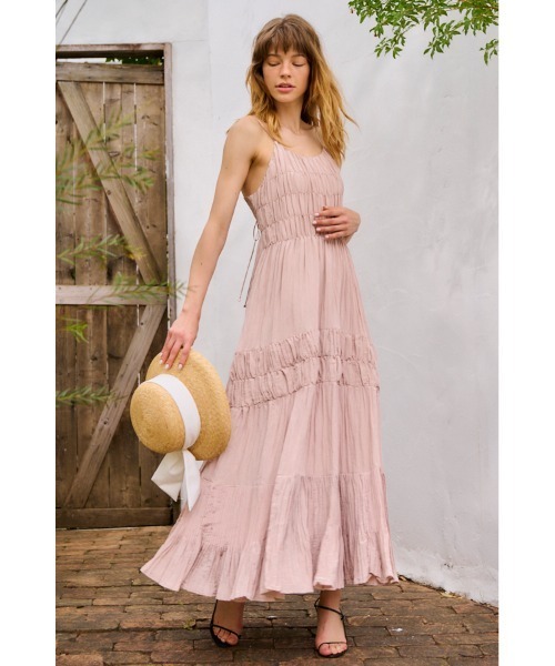 Haute Summer Dress シャーリングプリーツティアードドレス