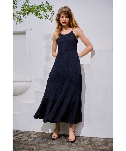 美品 エステラケー Estella.k レース ロングドレス ティアード フレア Luna Long Dress Wコードパイピングドレス（ワンピース