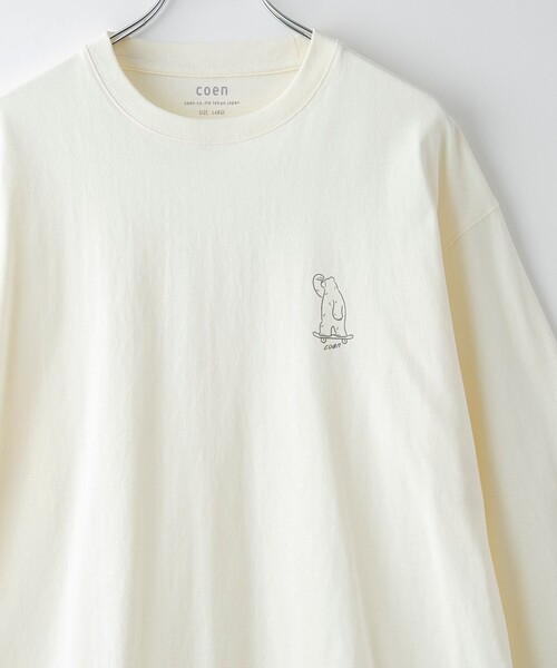coen(コーエン)の「RYO KANEYASU × コーエン アニマルプリントロングスリーブTシャツ(Tシャツ/カットソー・メンズ・ダークグレー/イエロー/オフホワイト/ライトブルー・S/M/L/XL)」の2枚目の写真