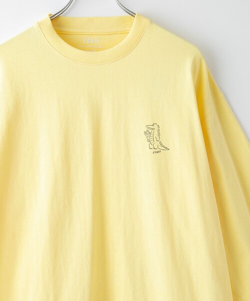 coen(コーエン)の「RYO KANEYASU × コーエン アニマルプリントロングスリーブTシャツ(Tシャツ/カットソー・メンズ・ダークグレー/イエロー/オフホワイト/ライトブルー・S/M/L/XL)」の1枚目の写真