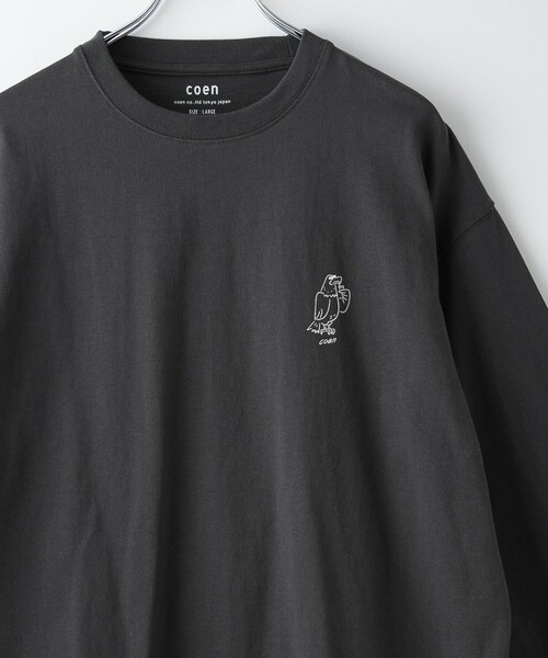 coen(コーエン)の「RYO KANEYASU × コーエン アニマルプリントロングスリーブTシャツ(Tシャツ/カットソー・メンズ・ダークグレー/イエロー/オフホワイト/ライトブルー・S/M/L/XL)」の3枚目の写真