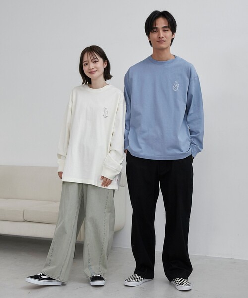 coen(コーエン)の「RYO KANEYASU × コーエン アニマルプリントロングスリーブTシャツ(Tシャツ/カットソー・メンズ・ダークグレー/イエロー/オフホワイト/ライトブルー・S/M/L/XL)」の7枚目の写真