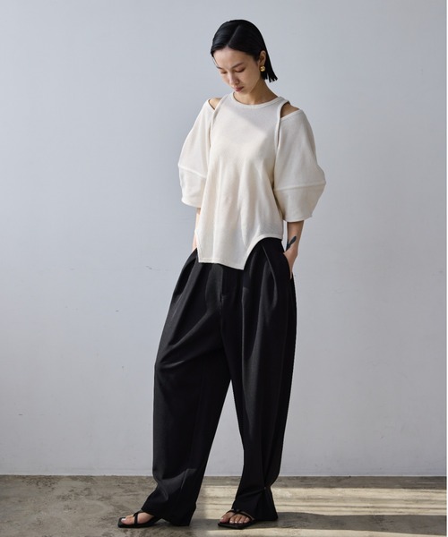 AIC.（エーアイシー）の「カットアウトコクーンスリーブサーマルトップス（Tシャツ/カットソー・レディース・キナリ/ブラック・FREE）」の19枚目の写真