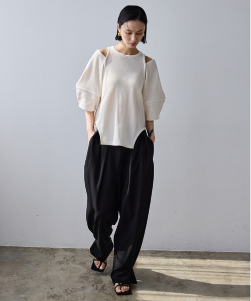 AIC.（エーアイシー）の「カットアウトコクーンスリーブサーマルトップス（Tシャツ/カットソー・レディース・キナリ/ブラック・FREE）」の20枚目の写真