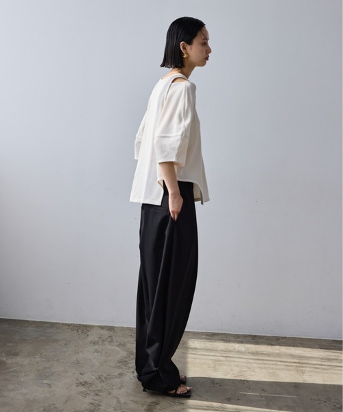 AIC.（エーアイシー）の「カットアウトコクーンスリーブサーマルトップス（Tシャツ/カットソー・レディース・キナリ/ブラック・FREE）」の21枚目の写真