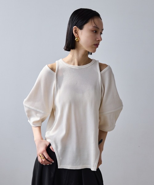 AIC.（エーアイシー）の「カットアウトコクーンスリーブサーマルトップス（Tシャツ/カットソー・レディース・キナリ/ブラック・FREE）」の14枚目の写真