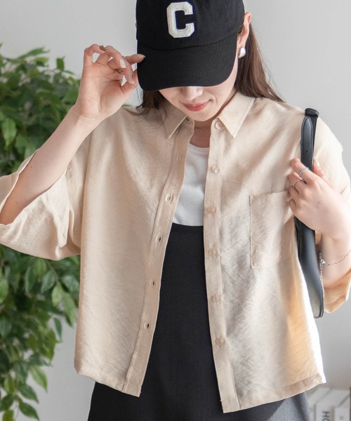 nAvy ショート丈7分袖シャツ（シャツ/ブラウス）｜NAVY