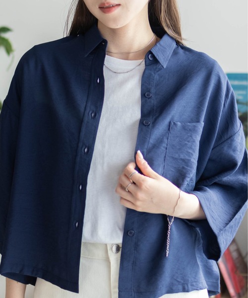 美品　TATRAS 七分袖　ネイビー UVスラブ・ハイネック7分袖/柄2/40代50代からのレディース