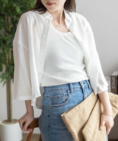 nAvy ショート丈7分袖シャツ（シャツ/ブラウス）｜NAVY
