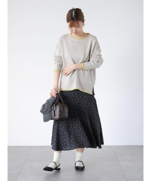 Lugnoncure（ルノンキュール）の「編地切替配色クルーネックニット（ニット/セーター・レディース・グレー/チャコールグレー/オフホワイト・F）」の10枚目の写真