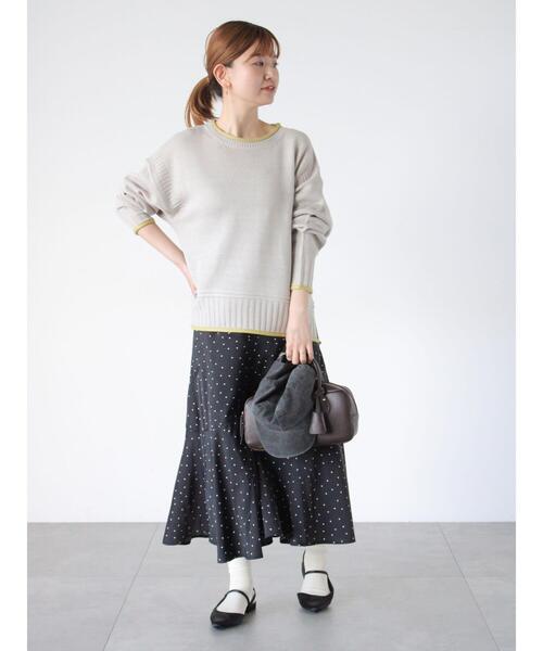 Lugnoncure（ルノンキュール）の「編地切替配色クルーネックニット（ニット/セーター・レディース・グレー/チャコールグレー/オフホワイト・F）」の11枚目の写真