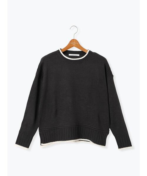 Lugnoncure（ルノンキュール）の「編地切替配色クルーネックニット（ニット/セーター・レディース・グレー/チャコールグレー/オフホワイト・F）」の15枚目の写真