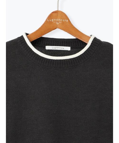 Lugnoncure（ルノンキュール）の「編地切替配色クルーネックニット（ニット/セーター・レディース・グレー/チャコールグレー/オフホワイト・F）」の17枚目の写真