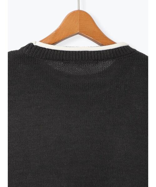 Lugnoncure（ルノンキュール）の「編地切替配色クルーネックニット（ニット/セーター・レディース・グレー/チャコールグレー/オフホワイト・F）」の20枚目の写真