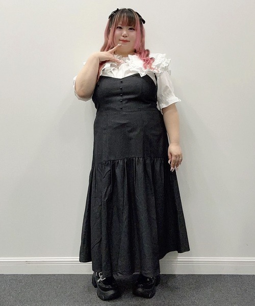 セール】【4L～6L】マーメイドデニムキャミワンピース