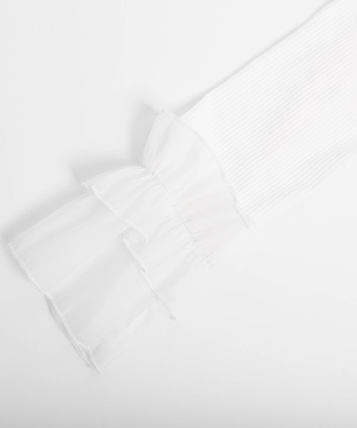 AMELY(エミリー)の「ギャザーフリル袖トップス(Tシャツ/カットソー・レディース・ブラック/ホワイト・フリー)」の20枚目の写真