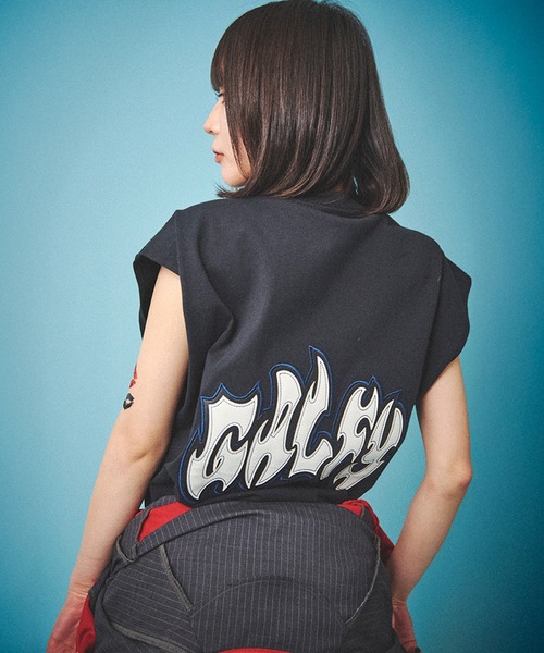 GALFY(ガルフィー)の「【GALFY/ガルフィー】袖を忘れしTシャツ(Tシャツ/カットソー・メンズ・スミクロ/ホワイト/ブラック・L/XL)」の1枚目の写真