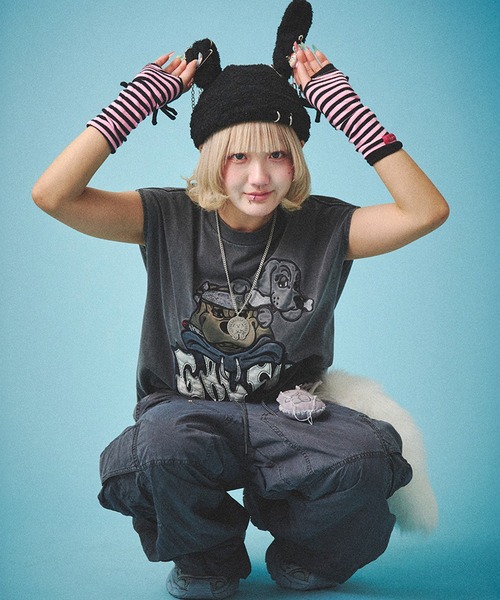 GALFY(ガルフィー)の「【GALFY/ガルフィー】袖を忘れしTシャツ(Tシャツ/カットソー・メンズ・スミクロ/ホワイト/ブラック・L/XL)」の18枚目の写真