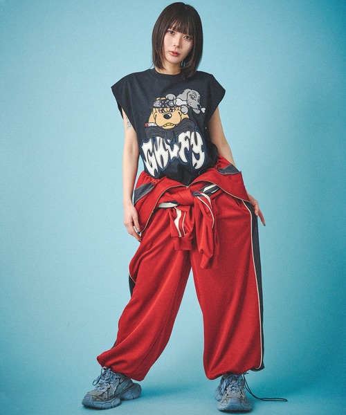 GALFY(ガルフィー)の「【GALFY/ガルフィー】袖を忘れしTシャツ(Tシャツ/カットソー・メンズ・スミクロ/ホワイト/ブラック・L/XL)」の22枚目の写真