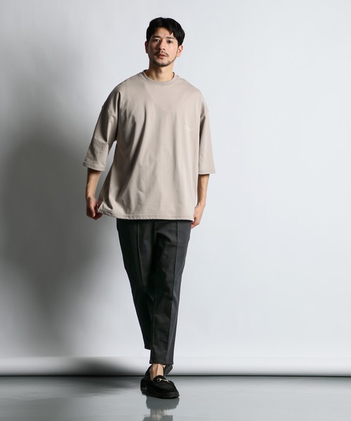 LANVIN en Bleu（ランバンオンブルー）の「2層構造 COOLMAX(クールマックス) ルーズフィット シンプルTシャツ（Tシャツ/カットソー・メンズ・ホワイト/ブラック/グレイッシュベージュ・50/48/46/52）」の9枚目の写真