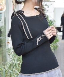 ショルダーリボンニット