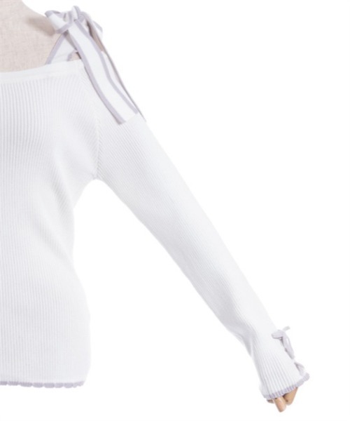 axes femme（アクシーズファム）の「ショルダーリボンニット（ニット/セーター・レディース・ホワイト/ブラック/ミント・FREE）」の18枚目の写真