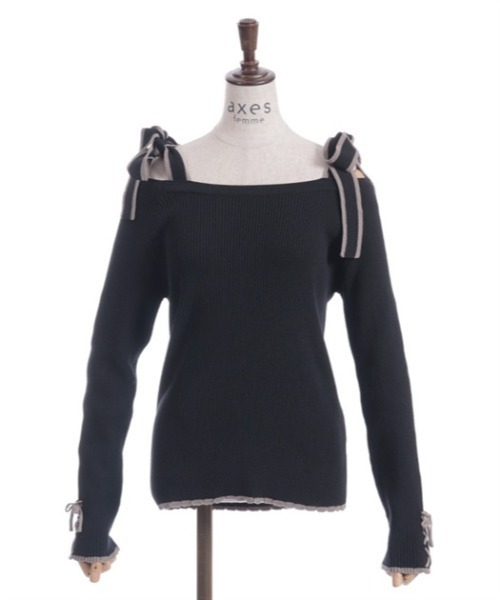 axes femme（アクシーズファム）の「ショルダーリボンニット（ニット/セーター・レディース・ホワイト/ブラック/ミント・FREE）」の19枚目の写真