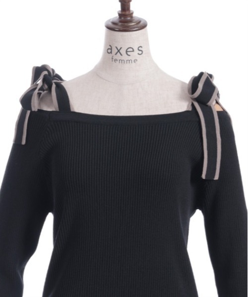 axes femme（アクシーズファム）の「ショルダーリボンニット（ニット/セーター・レディース・ホワイト/ブラック/ミント・FREE）」の22枚目の写真