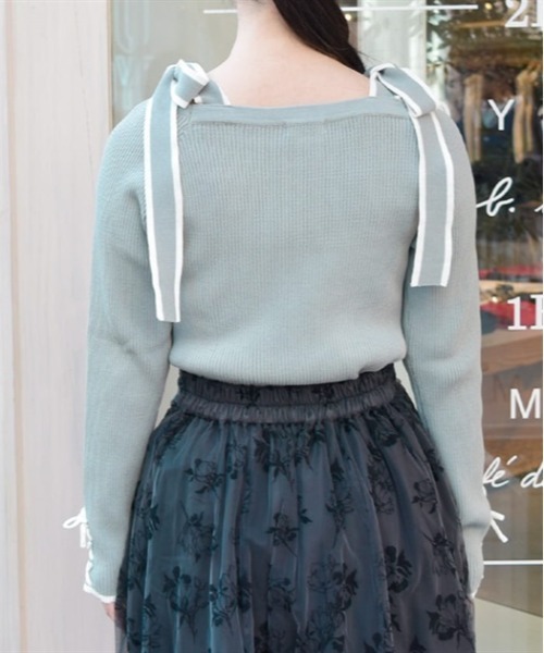 axes femme（アクシーズファム）の「ショルダーリボンニット（ニット/セーター・レディース・ホワイト/ブラック/ミント・FREE）」の4枚目の写真