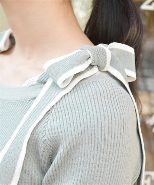 axes femme（アクシーズファム）の「ショルダーリボンニット（ニット/セーター・レディース・ホワイト/ブラック/ミント・FREE）」の5枚目の写真