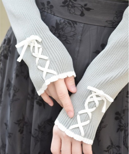 axes femme（アクシーズファム）の「ショルダーリボンニット（ニット/セーター・レディース・ホワイト/ブラック/ミント・FREE）」の6枚目の写真