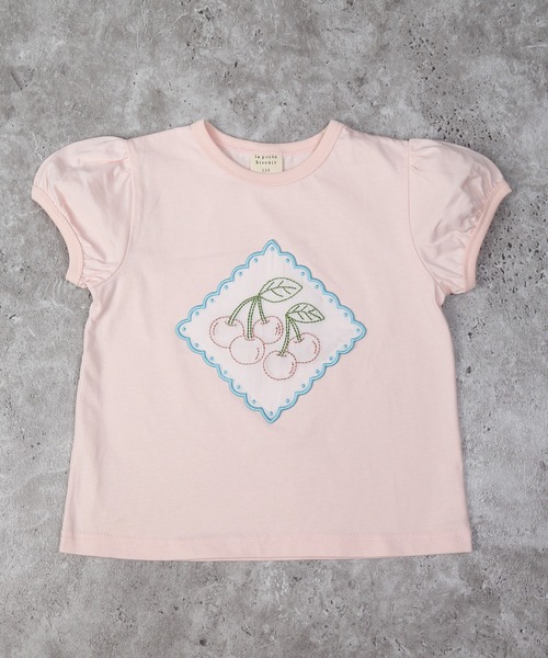 la poche biscuit（ラポシェビスキュイ）の「さくらんぼTシャツ（Tシャツ/カットソー・キッズ・アイボリー/ピンク/サックスブルー・80/90/100/110/120/130/140）」の3枚目の写真